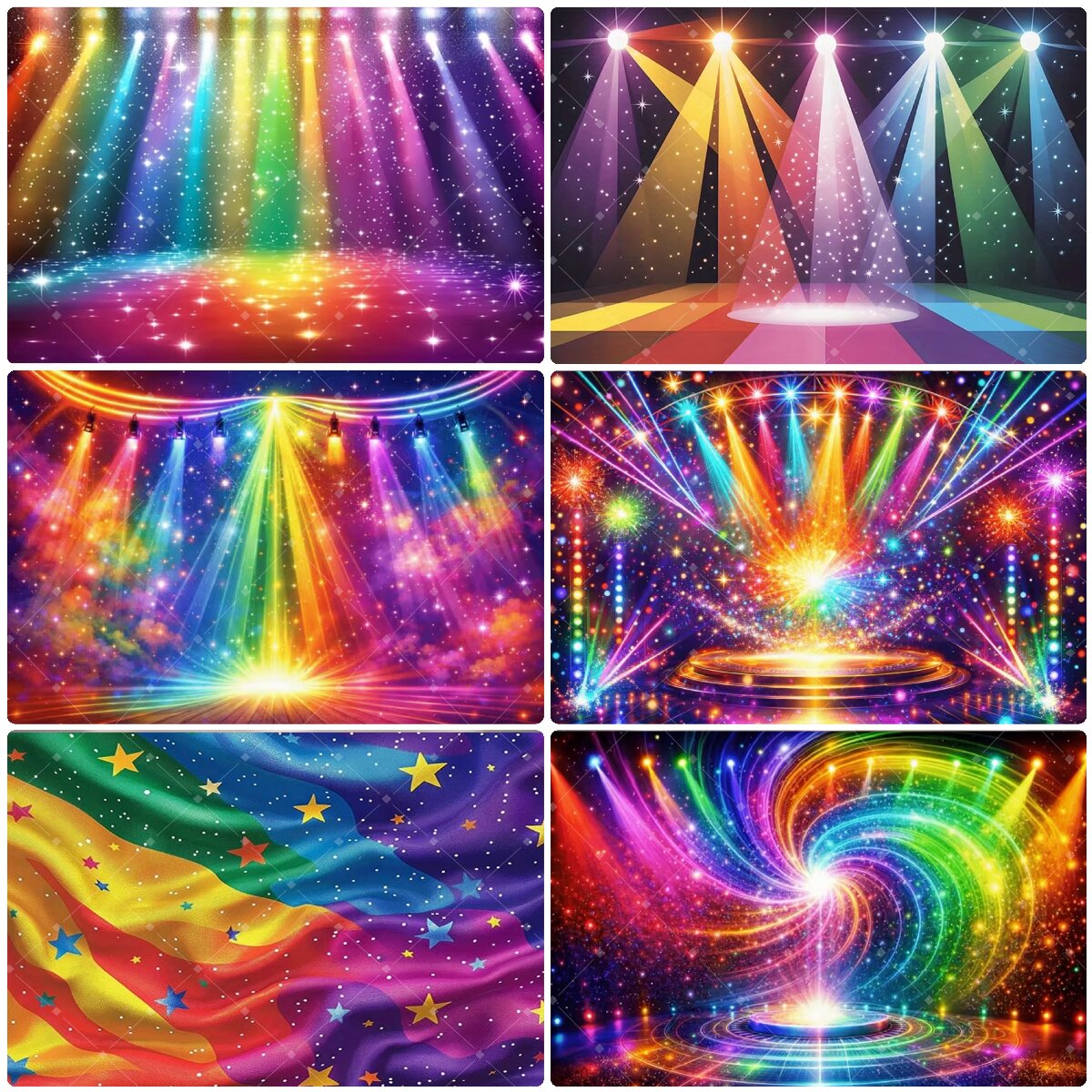 Photography Lighting Background - Colorful Rainbow Stage Light Backdrop Glitter
