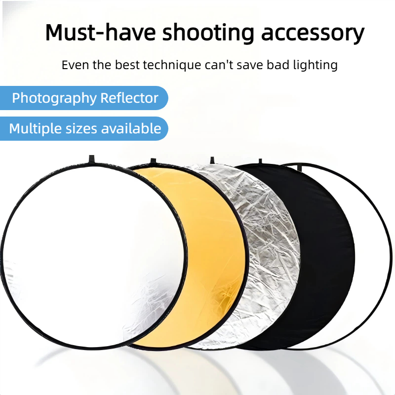 Photography Lighting For Portraits - 2-in-1 Dual Sided Gold Silver Reflector