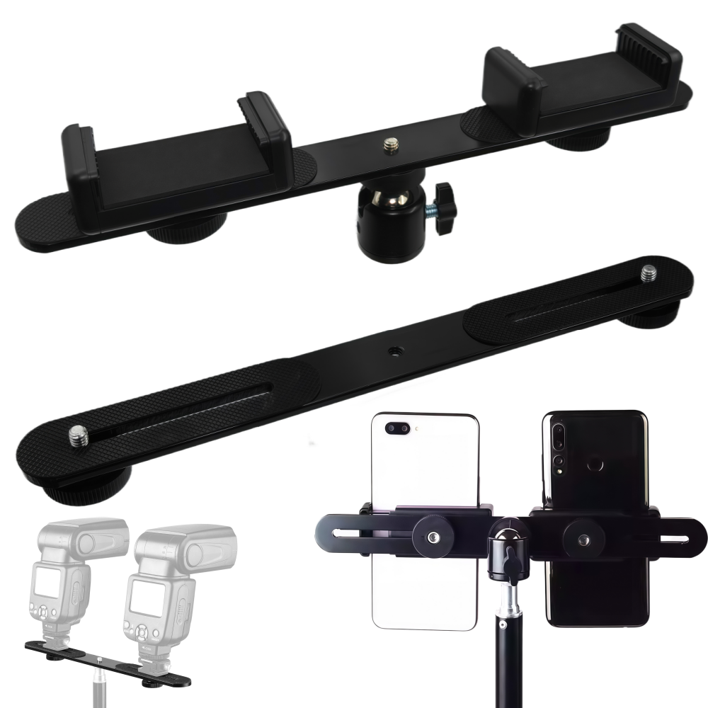 1/4'' Dual Flash Bracket Mount - Photography Video Lighting Kit With Adjustable Tripod Stand 评论和价格