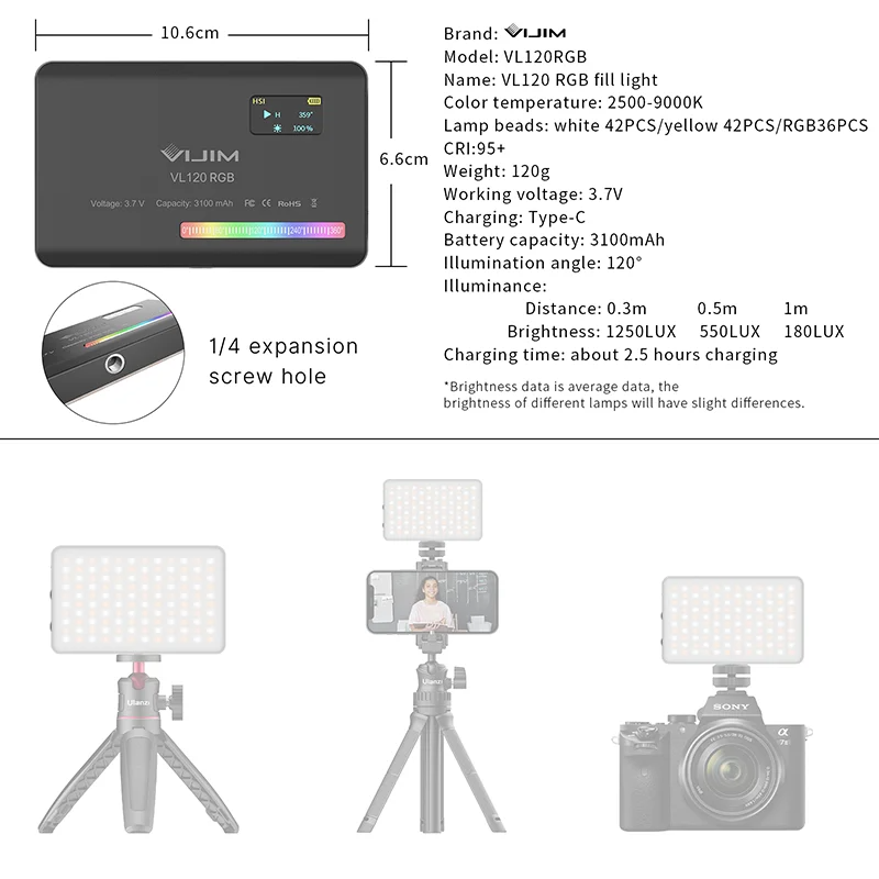 2026 New120 RGB Pocket Fill Li - Photography Lighting 评论和价格