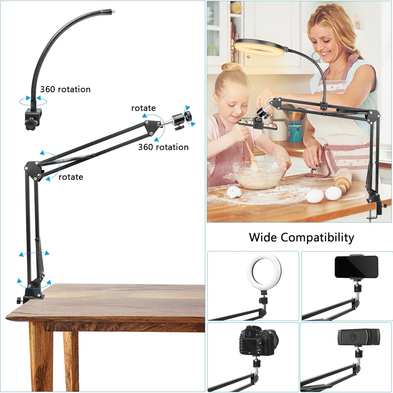 Ring Light with Stand and Phon - Photography Video Lighting Kit With Adjustable Tripod Stand 评论和价格