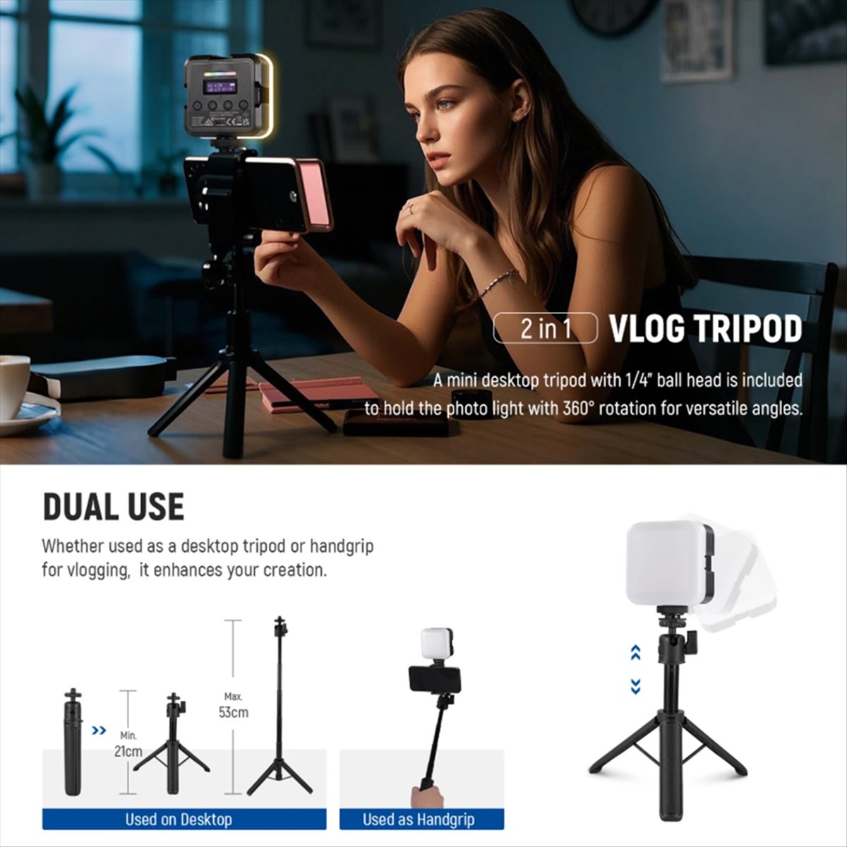 Top Magnetic RGB Video Light w - Photography Lighting App 评论和价格