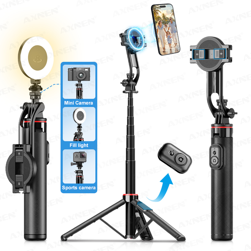 AXNEN C20 Magnetic Selfie Stic - Photography Video Lighting Kit With Adjustable Tripod Stand 评论和价格